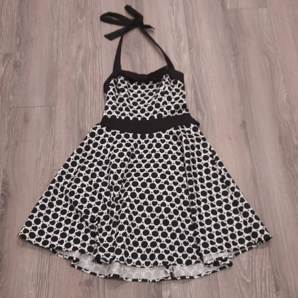 50's style black and white halter dress